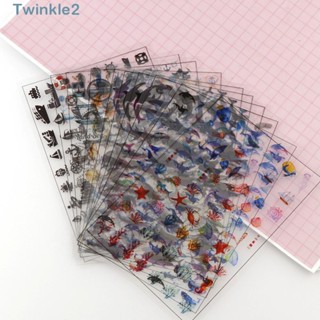 Twinkle สติกเกอร์เรซิน PET หลากสีสัน สําหรับติดตกแต่งสมุดภาพ DIY 20 แผ่น