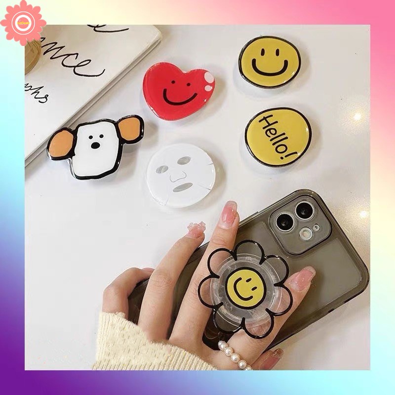 ขาตั้งโทรศัพท์มือถือ รูปดอกทานตะวัน หน้ายิ้มน่ารัก แบบพับได้ สําหรับเด็กผู้หญิง