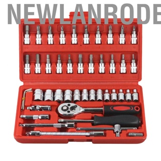 Newlanrode 46pcs Mechanic Hand Tool Kit with Case 24T Wrench Multifunction Ratchet Socket Set for Auto