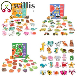 Willis ของเล่นจิ๊กซอว์ไม้ รูปสัตว์ โดมิโน่ หลายชั้น เสริมการเรียนรู้เด็กวัยหัดเดิน