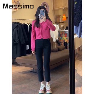 Massimo เสื้อแฟชั่นผู้หญิง เสื้อแขนยาว คลุม ไหมพรม ครอปเสื้อแขนยาว WMY23907UC 37Z230911