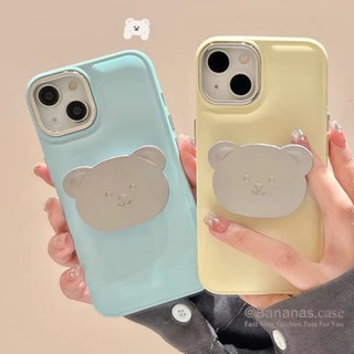 Iphone 14 Plus 14 13 12 11 Pro Max X Xr Xs Max 7 8 Plus เคสโทรศัพท์ สีลูกกวาด + ขาตั้งหมี กันกระแทก เคสนิ่ม