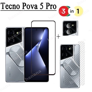 Tecno Pova 5 Pro ฟิล์มกระจกนิรภัย แบบเต็มจอ สําหรับ Tecno Pova 4 Pro Neo 3 2 Spark Go 2023 10 Pro 10C 3 in 1