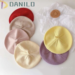 Danilo หมวกถัก สีพื้น ฤดูใบไม้ร่วง ฤดูหนาว สําหรับเด็กทารก เด็กวัยหัดเดิน