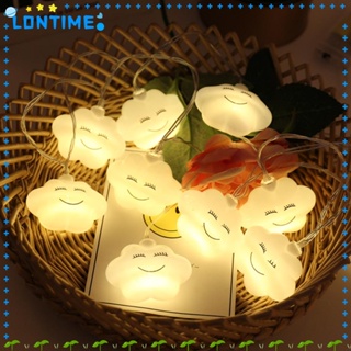 Lontime สายไฟ LED รูปก้อนเมฆยิ้ม กันน้ํา ประหยัดพลังงาน ใช้แบตเตอรี่ สําหรับตกแต่งสวน ปาร์ตี้