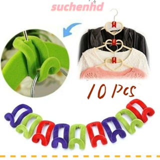 Suchenhd 10 ชิ้น ไม้แขวนเสื้อ, กันลื่น ตะของ่าย Flocking ราวตากผ้า, สร้างสรรค์ ครัวเรือน จัดเก็บ ตู้เสื้อผ้า บ้าน