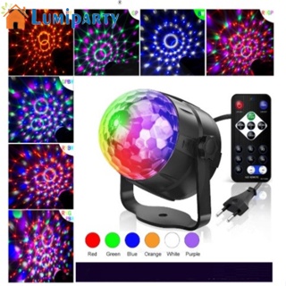 Lumiparty โคมไฟดิสโก้ 3w Mini Rgb Dj 6 สี คริสตัลบอลหมุนได้ พร้อมรีโมตคอนโทรล สําหรับตกแต่งเวทีคริสต์มาส