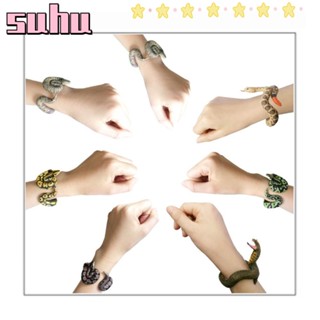 Suhuhd สร้อยข้อมืองู, กําไลข้อมืองู ปรับได้, ข้อมือเปิด PVC ตลก, กําไลข้อมือเด็ก