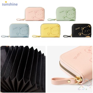 Ssunshine กระเป๋าสตางค์ กระเป๋าใส่เหรียญ หนัง PU มีซิป ความจุเยอะ หลากสีสัน สําหรับผู้หญิง 1 ชิ้น