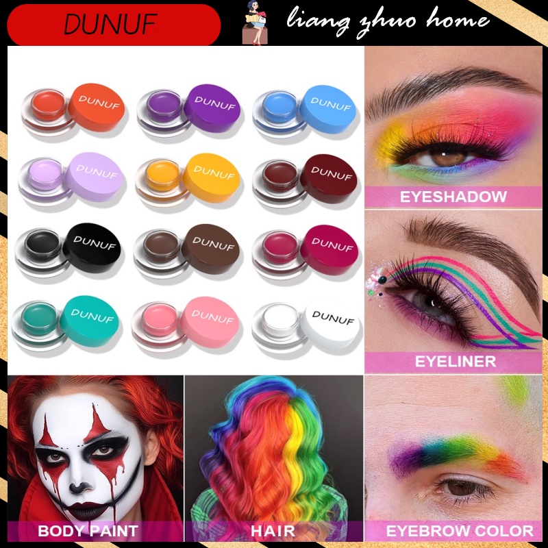 Dunuf ดินสอเขียนคิ้ว เนื้อครีม กันน้ํา 12 สี พร้อมแปรง ติดทนนาน สีแดง
