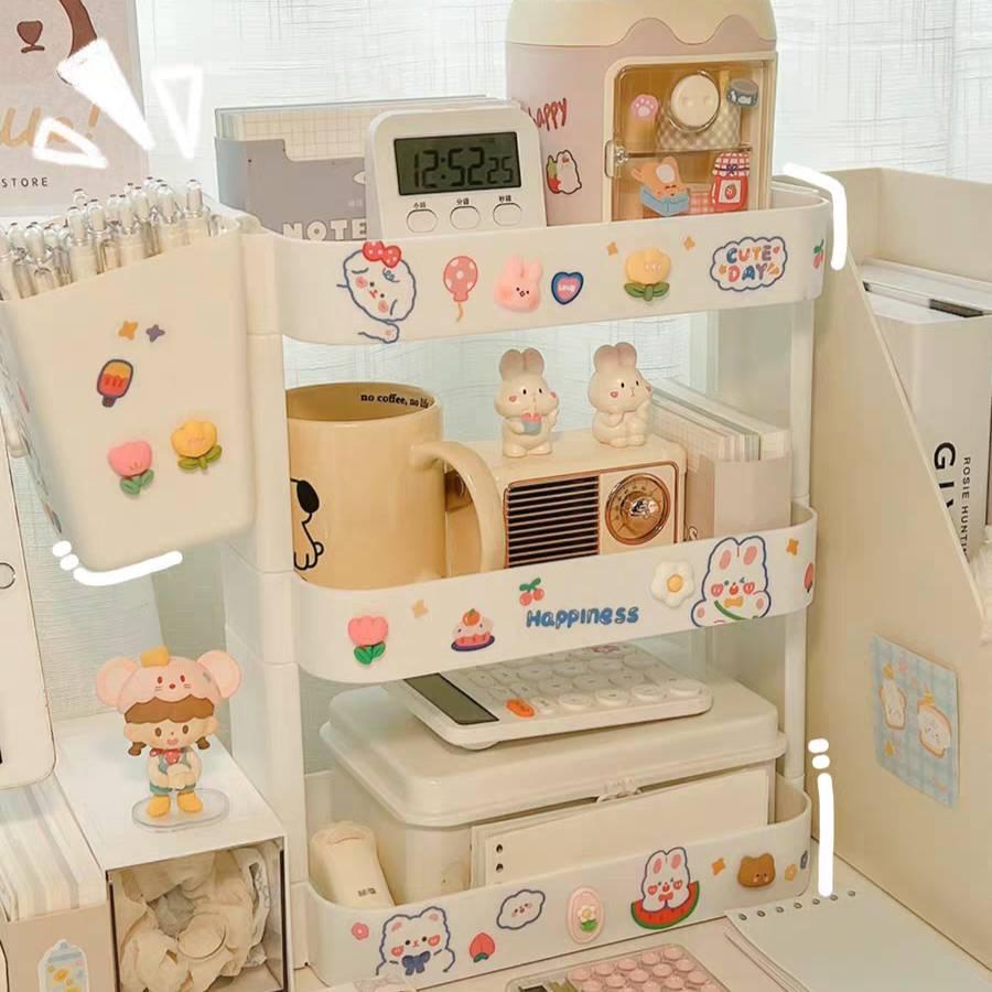 🥭🍁ฟรีสติ๊กเกอร์🥭🍁 ชั้นวางของ ใส่เครื่องสำอาง เครื่องเขียน จัดระเบียบครัว ประหยัดพื้นที่ - รูปที่ 6