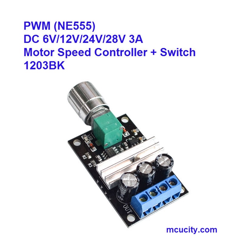 PWM DC 6V-24V 28V 3A Motor Speed Controller+ Switch ON/OFF 1203BK