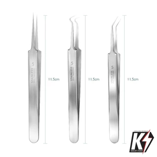ปากคีบ No.5 พร้อมกล่องพลาสติก #ปากคีบสแตนเลสสตีล Stainless Steel forcep แหนบ ที่คีบ ที่หนีบ ที่คีบเพชร