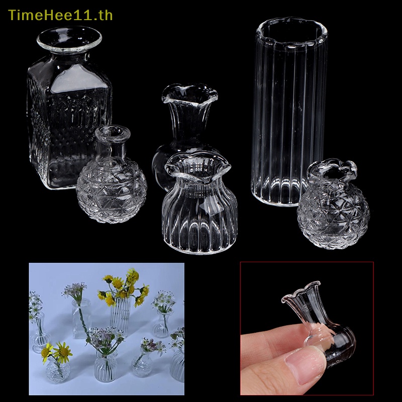 TimeHee 1:12 Dollhouse Miniature แจกันแก้วอ่างล้างหน้า DIY เฟอร์นิเจอร์ของเล่น TH