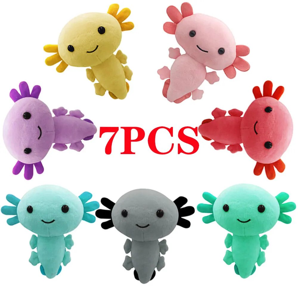 7PCS Kawaii Salamande Plush Toy Soft Stuffed Animals Plushie Halloween Axolotl Doll Baby Sleeping Pi