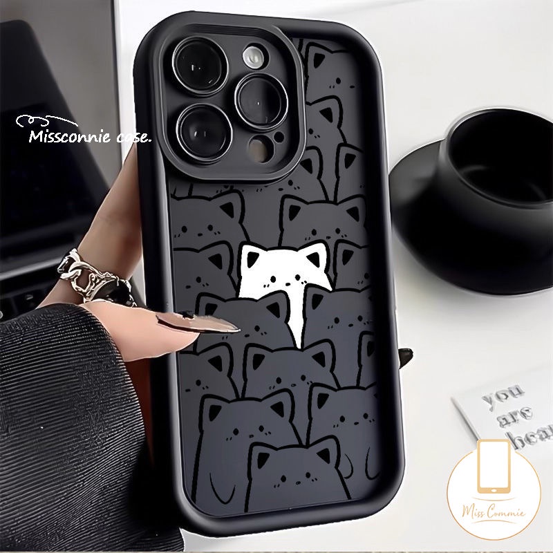 เคสโทรศัพท์มือถือ ลายการ์ตูนแมว สีขาวแวววาว สําหรับ Samsung A35 A55 A05 A15 A14 A50 A53 A13 A30 A20s A05s A23 A31 A03s A24 A02s A32 A34 A10s A11 A54 A04s A52 A50s A20 A12 A03