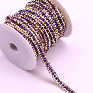 เครื่องประดับโซ่เพชรเทียม ชุบไฟฟ้า สามแถว 1 หลา DIY