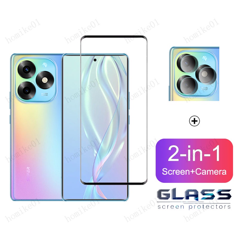 Itel s23+ กระจกนิรภัยคลุมทั้งหมดฟิล์มสําหรับ itel A60s s23 Plus 2 in1 เลนส์กล้องกระจกป้องกันหน้าจอ