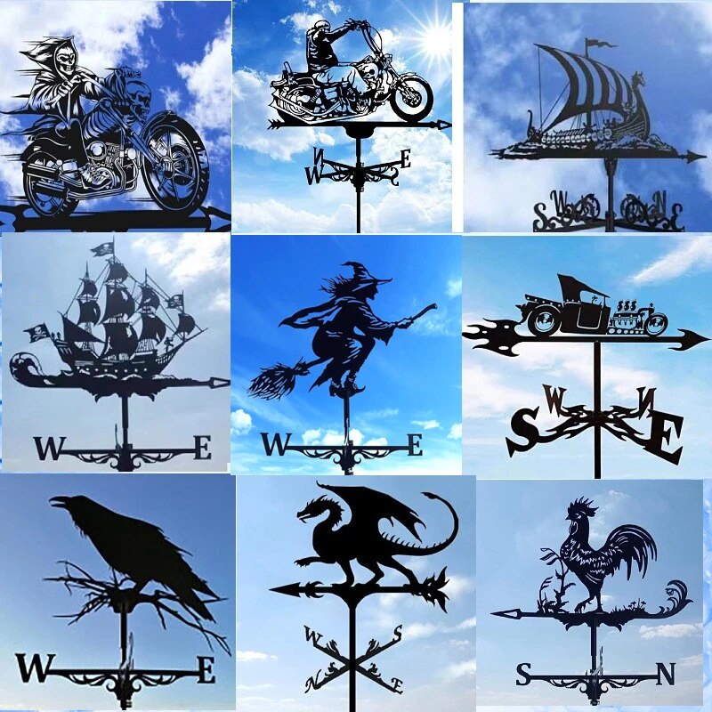 Metal Weathervane,Witch Iron Weather Vane,Sea Rover Wind Direction Indicator Garden Decoration Outdoor Roof Decoration G