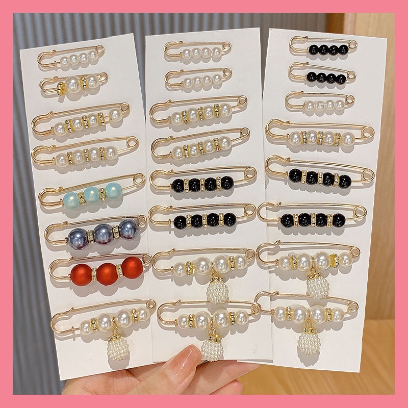 เข็มกลัด รูปกางเกง 6 ชิ้น ประดับมุก ป้องกันแสง เปลี่ยนคอปกเสื้อ ขนาดเล็ก สําหรับผู้หญิง