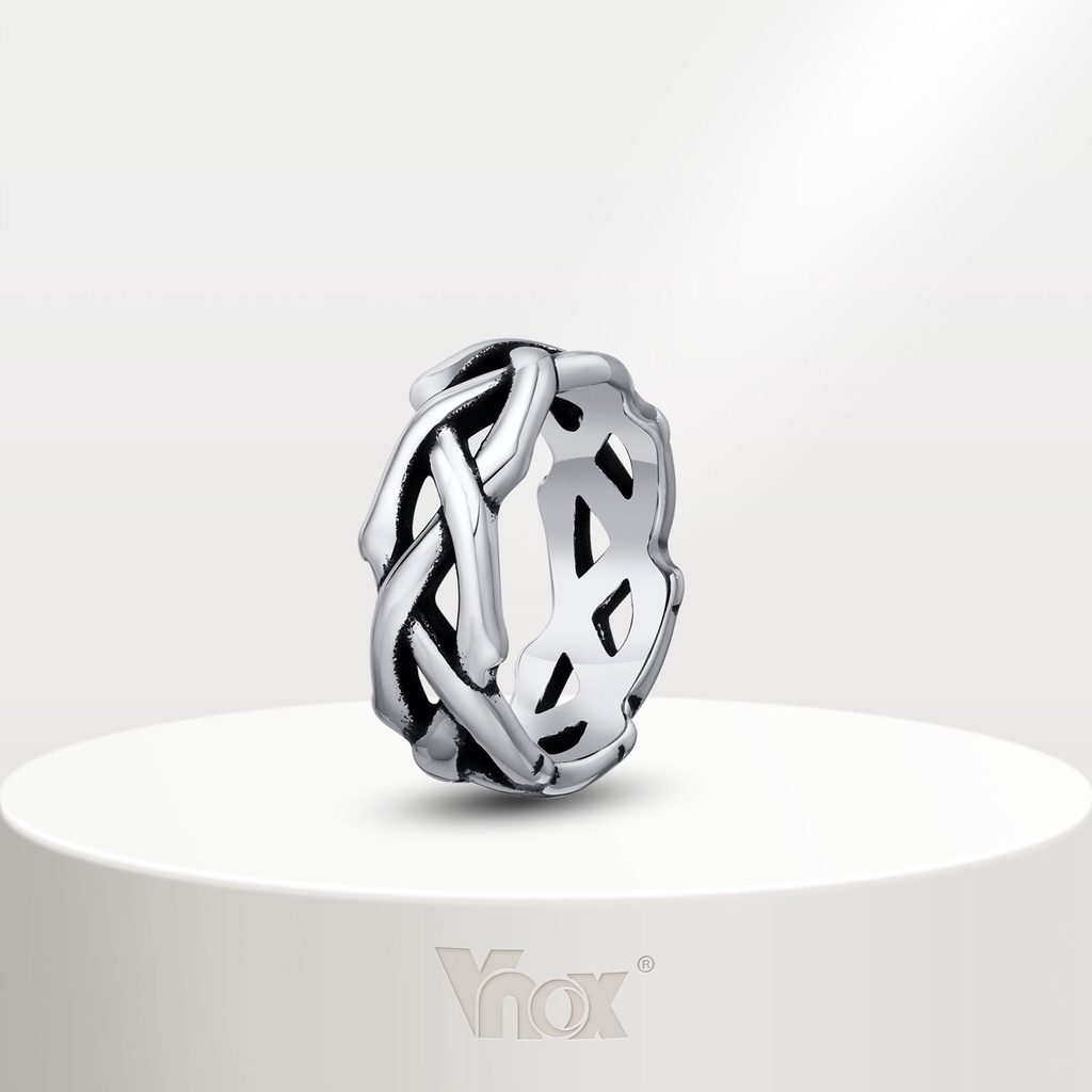 Vnox แหวนโซ่เกลียว สเตนเลส แบบกลวง ไม่จางหาย เครื่องประดับแฟชั่นคริสต์มาส สําหรับผู้ชาย ผู้หญิง