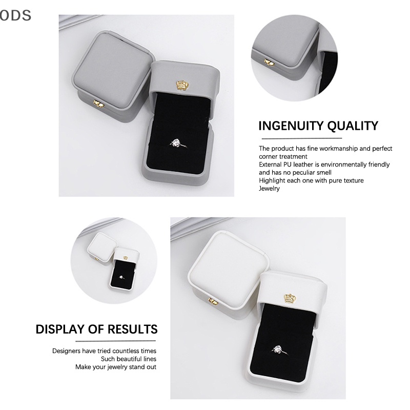 Ods กล่องหนัง PU ทรงสี่เหลี่ยม คุณภาพสูง สําหรับใส่เครื่องประดับ ต่างหู แหวน งานหมั้น ปาร์ตี้ OD