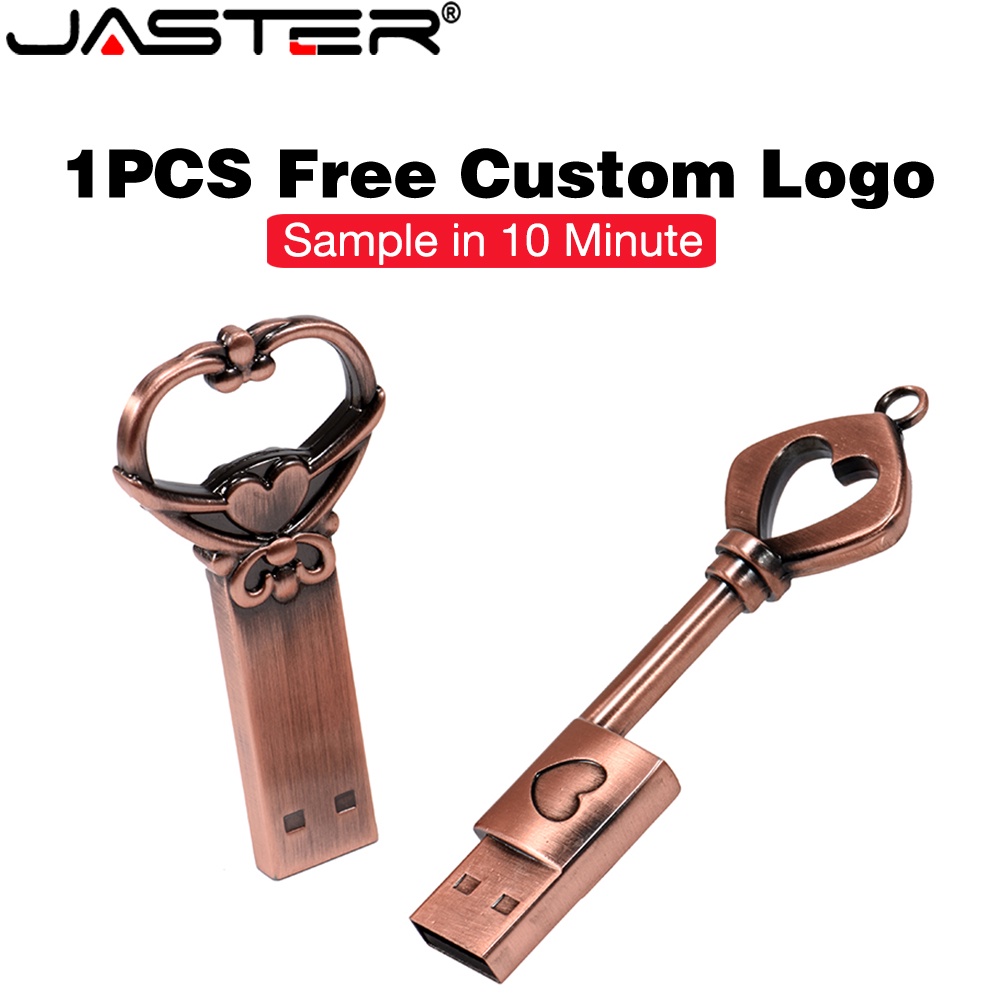 Jaster แฟลชไดรฟ์ USB 128GB รูปหัวใจ ความเร็วสูง 64GB 32GB โลหะ ความจุ 16GB 8G 4G สําหรับงานแต่งงาน