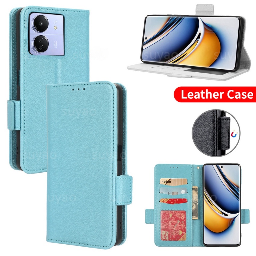 สําหรับ Xiaomi POCO C75 M7 Pro C65 M6 Redmi 13C 4G 5G เคสโทรศัพท์กระเป๋าสตางค์หนังแม่เหล็กยึดปลอก PocoC65 Redmi13C กันกระแทกผู้ถือบัตรขาตั้ง Soft TPU ฝาหลัง