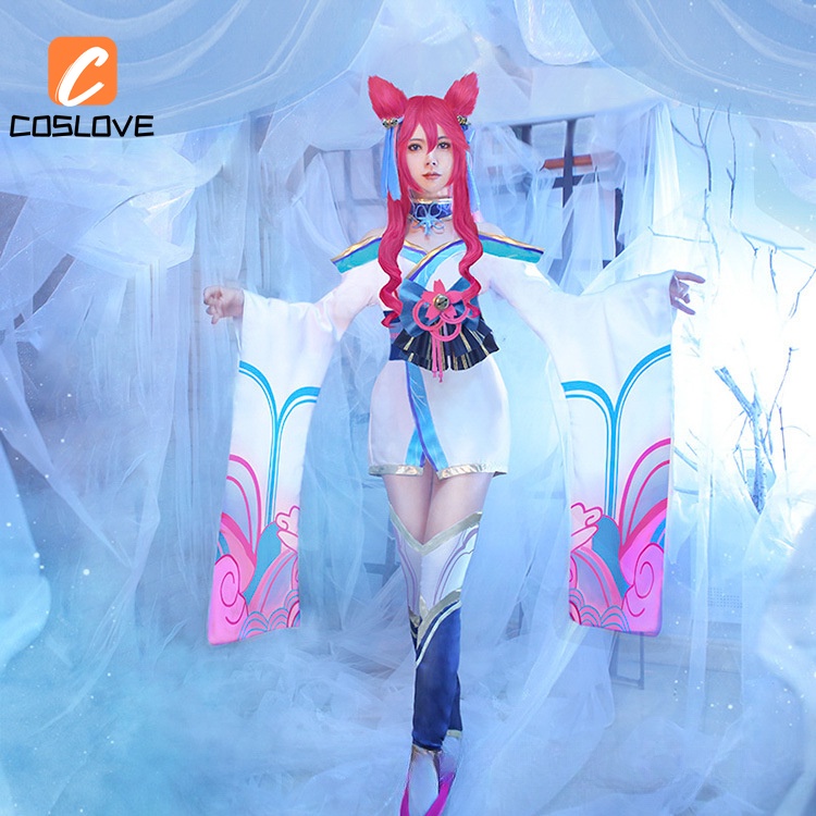 LOL Spirit Blossom Ahri คอสเพลย์ชุดเครื่องแต่งกายสําหรับผู้หญิงชุดเซ็กซี่ Nine-Tailed Fox ชุดปาร์ตี้