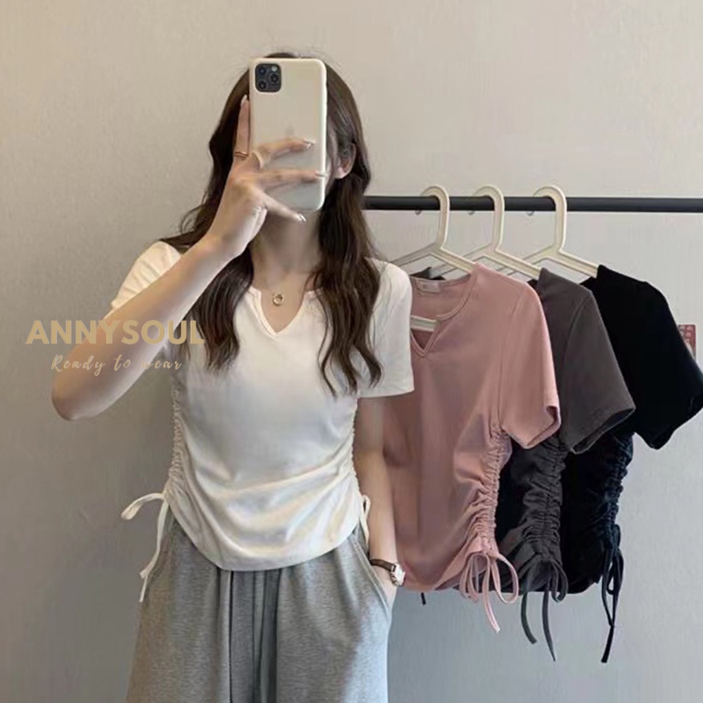 เสื้อยืดคอวีแฟชั่นผู้หญิง แขนสั้น ลายSupremo ผ้าเนื้อดี ดีไซน์สวยสไตล์เกาหลี สวมใส่สบาย รุ่น301