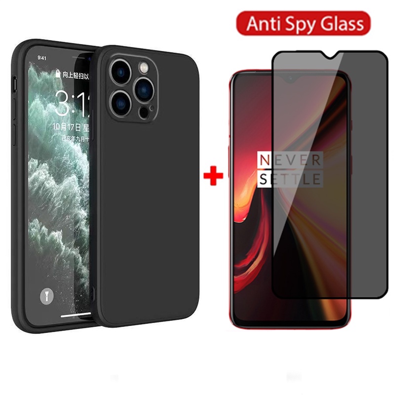 2in1 เคสโทรศัพท์ + กระจกนิรภัยความเป็นส่วนตัว Anti-Spy Huawei Y9s Y7p Nova 7 3i 5t Honor X8 X6 5G 4G