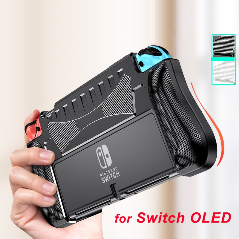 เคสซิลิโคนนิ่ม คาร์บอนไฟเบอร์ สําหรับ Nintendo Switch OLED Model 2021