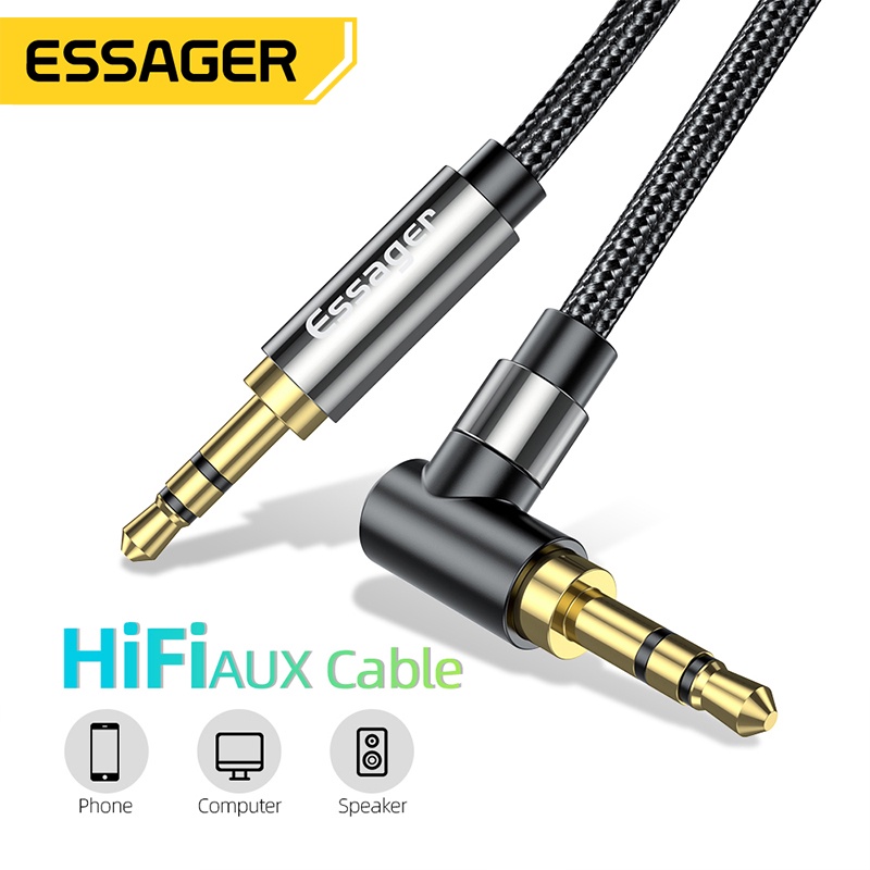 Essager สายเคเบิลแจ็คเสียง Aux 3.5 มม. สําหรับลําโพง หูฟัง 3.5 มม. สําหรับ Xiaomi mi แล็ปท็อป