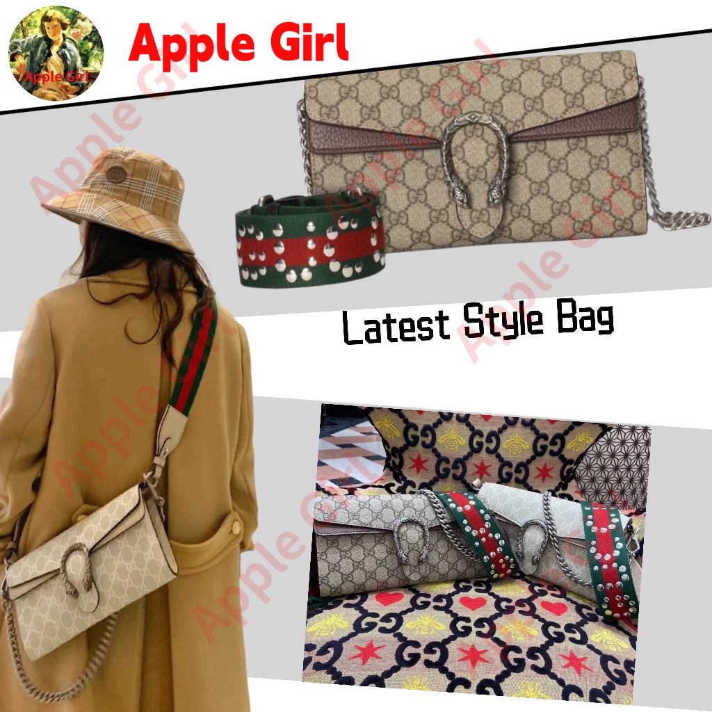Gucci/Dionysus/Latest Style/ของแท้ 100%/สินค้าปลอดภาษีลดราคา/กระเป๋าสะพายสุภาพสตรี