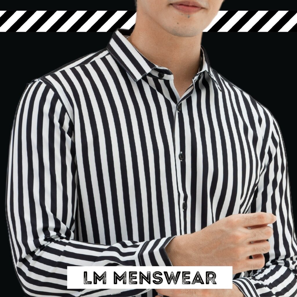 เสื้อเชิ้ตลายทาง คอปกธรรมดา