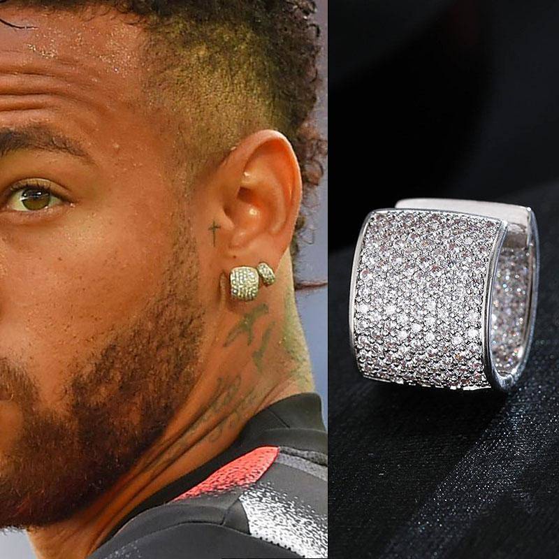Neymar Same Style Earrings Men's Trendy Trendy Earrings Women's Korean-Style Light Luxury High-Grade Shiny Fully-Jewelled Elegant 3cSm