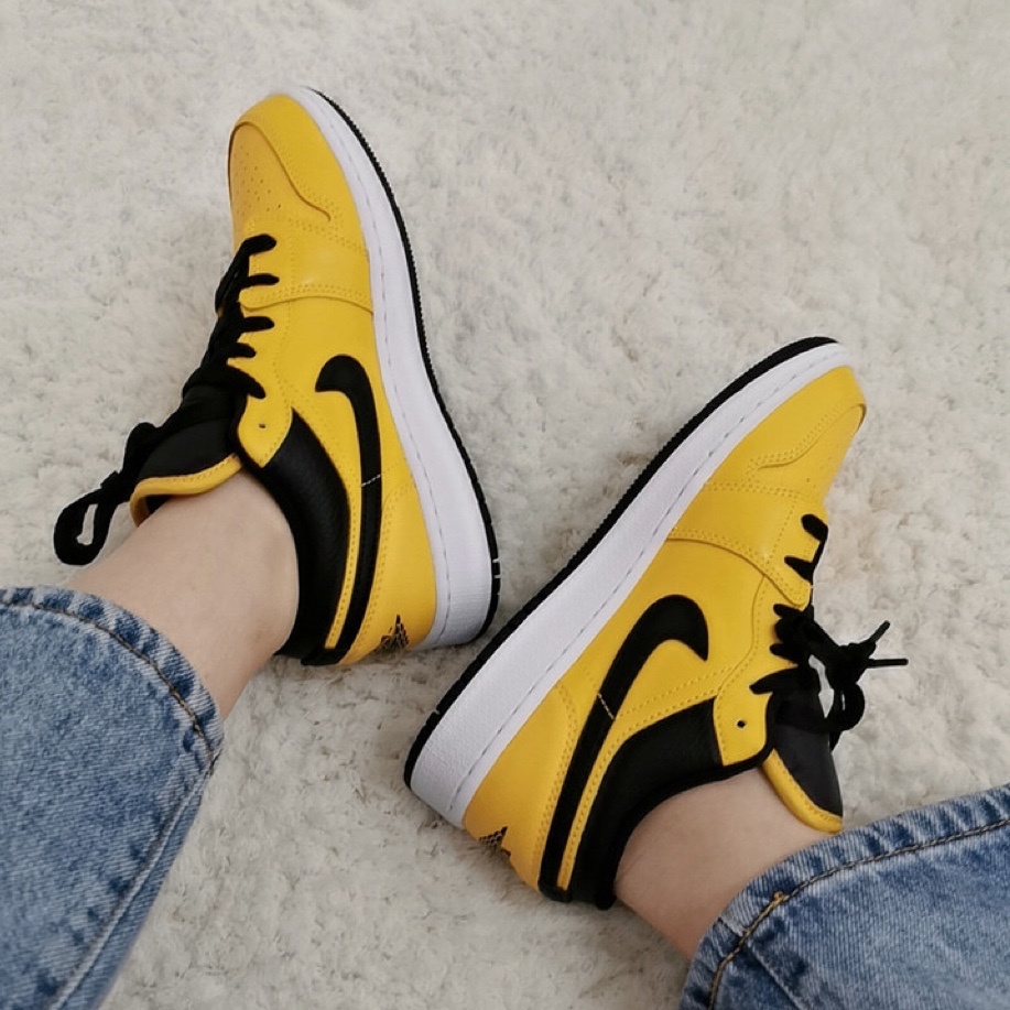 Air Jordan 1 Aj1 Low Cut " University Gold " Taxi Yellow Sneaker Shoes For Men #Md01 รองเท้า new