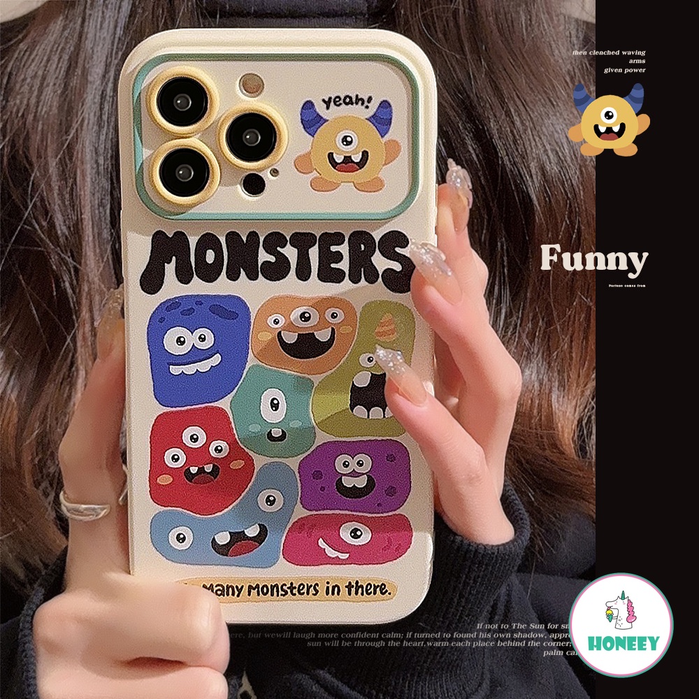 เคสโทรศัพท์มือถือแบบนิ่ม TPU กันกระแทก กันรอยเลนส์กล้อง ลายมอนสเตอร์ตลก สําหรับ iPhone 11 15 Pro Max 14 12 13 Pro Max XR XS Max 7 8Plus SE