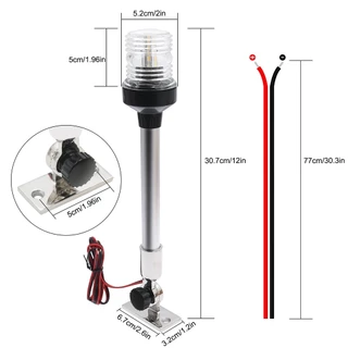 12 นิ ้ วสีขาว Yacht Marine Anchor Light พับลง LED เรือนําทาง Sailing สัญญาณ 12 ~24 V