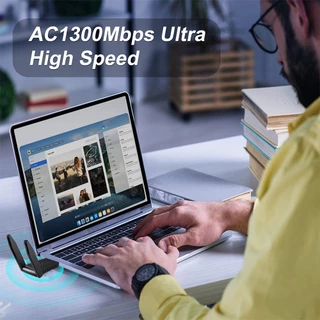 GOOJODOQ อะแดปเตอร์ WIFI AC1300 USB3.0 ไร้สาย Dual Band 2.4 Ghz + 5 Ghz สําหรับแล็ปท็อปพีซีเดสก์ท็อป
