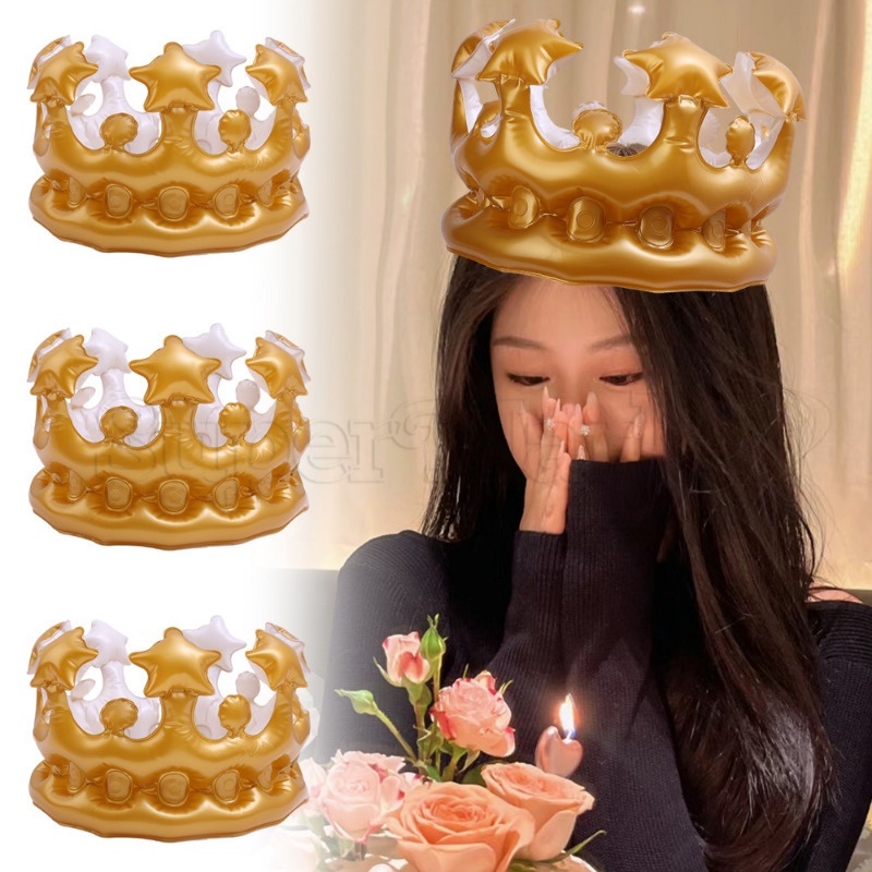 [ Featured ] หมวกลูกโป่ง มงกุฎเจ้าหญิง สีทอง / ลูกโป่ง PVC แบบเป่าลม / หมวกลูกโป่ง ปาร์ตี้วันเกิด หรูหรา / การตกแต่งเทศกาล การถ่ายภาพ / อุปกรณ์ประกอบฉากคอสเพลย์ละครเวที
