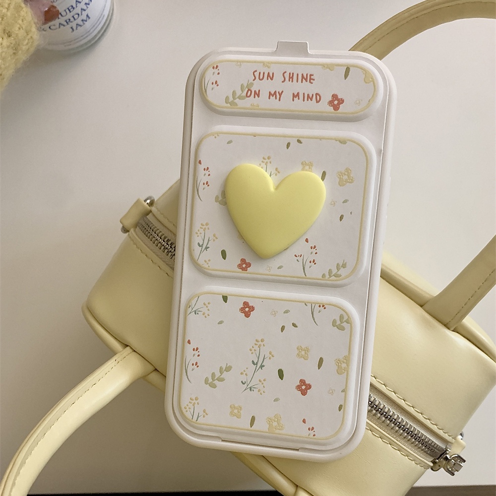 ใหม่ เคสโทรศัพท์มือถือ กันกระแทก ลายหัวใจสีเหลือง พร้อมที่ตั้งวาง สําหรับ iP Phone15ProMax 14Pro 13 11 12 ProMax 5G【SUN SHINE】