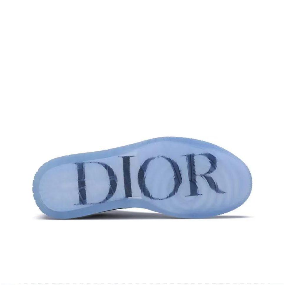 DIOR X Jordan Air Jordan 1 Retro Low Top White Grey ผ้าใบ แท้ 100% รองเท้า Hot sales