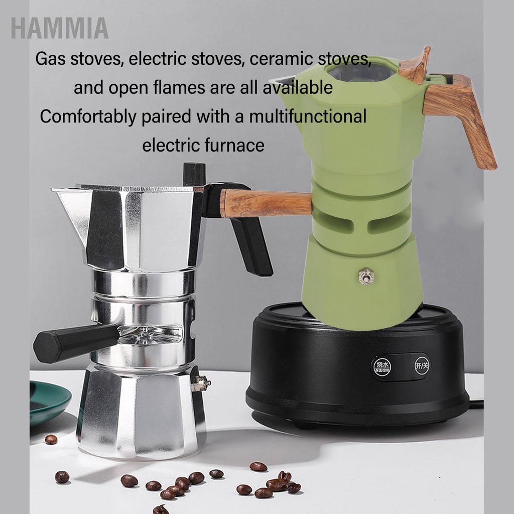 HAMMIA 120ml 2 ถ้วยวาล์วคู่ Moka Pot อลูมิเนียม เครื่องชงกาแฟสำหรับ Home Cafe