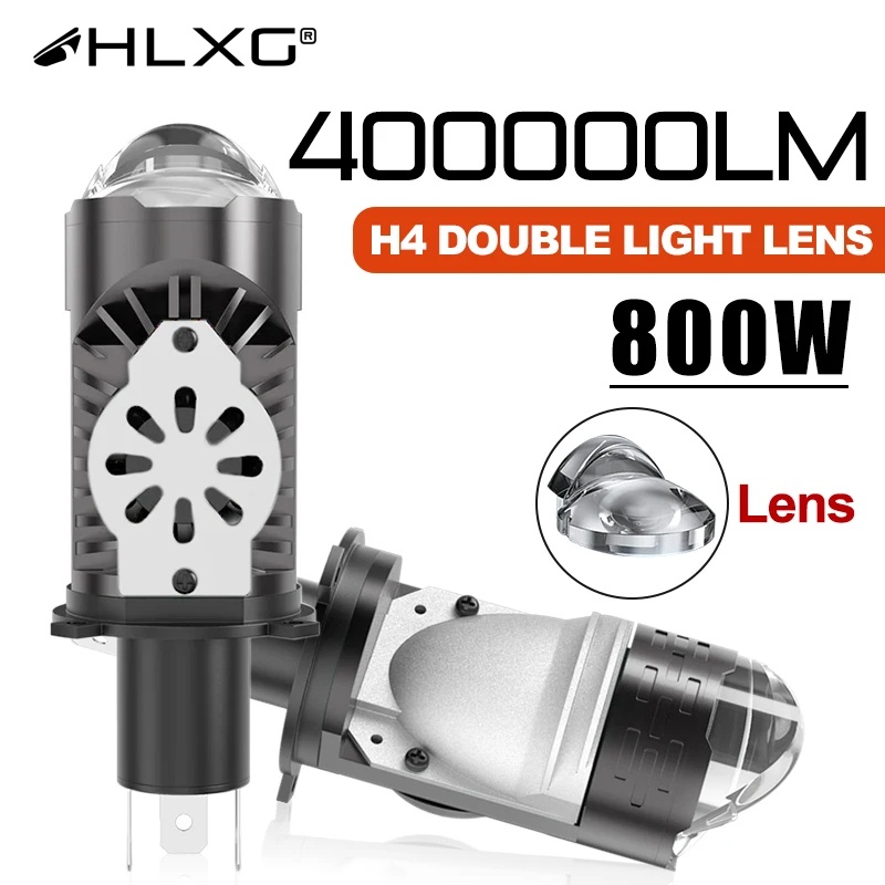 Hlxg เลนส์โปรเจคเตอร์ Led H4 ขนาดเล็ก 2 ชิ้น 400000Lm หลอดไฟหน้า 1:1 Plug Play 9002 HB2 H4 Led เลนส์โปรเจคเตอร์ ไฟตัดหมอก