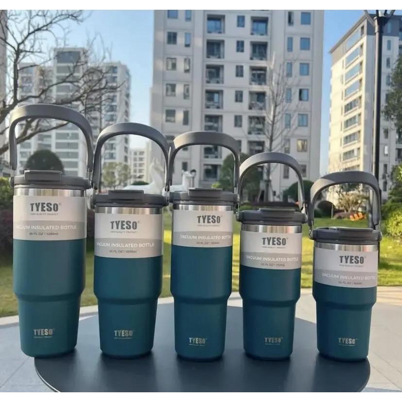 Tyeso (ของแท้)  แก้วเก็บความเย็นเเละร้อน แบบใหม่มีที่จับ หูหิ้ว แก้วสแตนเลส 304 ครบไซส์ 600ml 750ml 900ml 1050ml 1200ml - รูปที่ 4