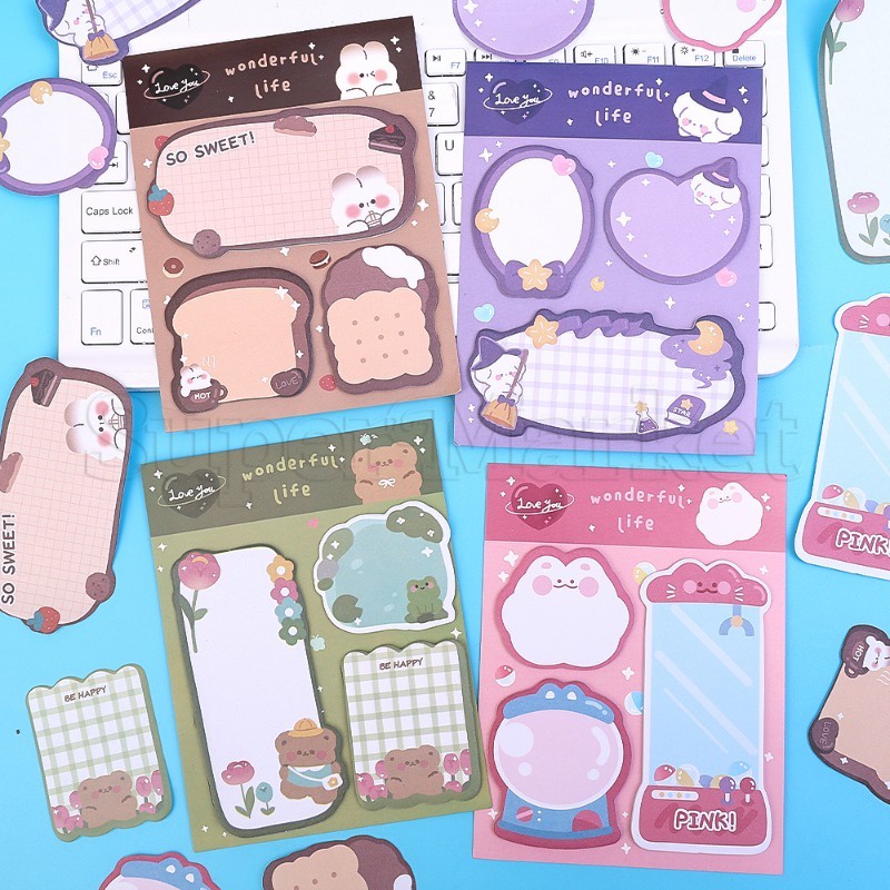 [ Featured ] กระดาษโน้ตมีกาวในตัว ลายการ์ตูนสัตว์น่ารัก ขนาดเล็ก ฉีกได้ สําหรับนักเรียน สํานักงาน โรงเรียน