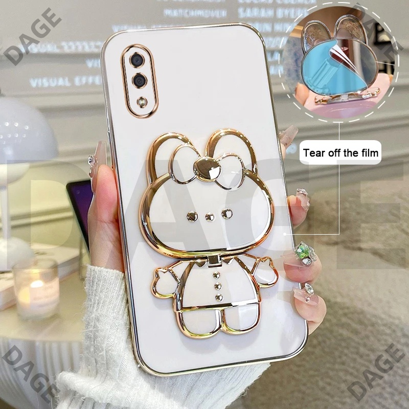 เคสโทรศัพท์มือถือ ลายการ์ตูนกระต่าย พร้อมกระจกแต่งหน้า สําหรับ VIVO V2029 V2043 V2026 V2028 V2033 V2042 Y20 Y20i Y20S Y12S Y11S