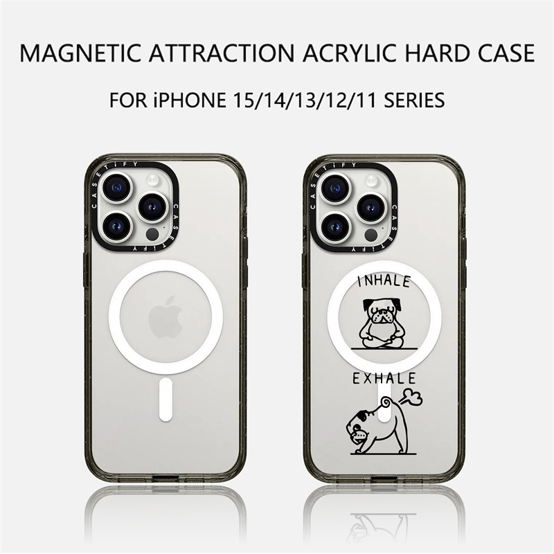 Casetify X I NHALE EXHALE เคสแข็ง อะคริลิค TPU ใส ขอบขาวดํา พร้อมกล่อง สําหรับ Apple IPhone 11 12 13 14 15 Pro Max