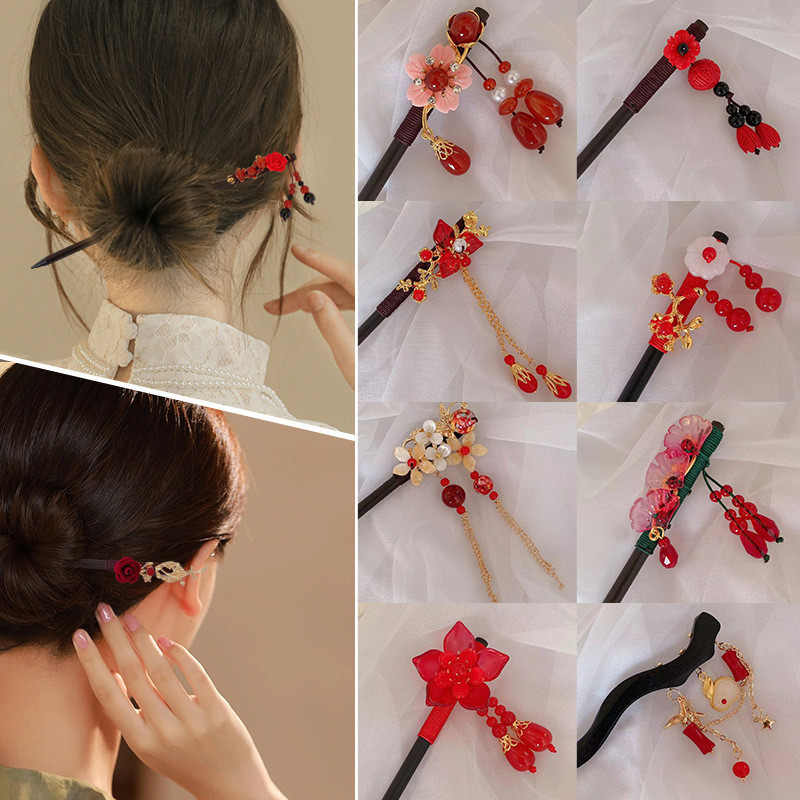 Palace pattern hairpin hair accessoriesกิ๊บติดผมลายพระราชวัง ฮันฟู่กี่เพ้า อุปกรณ์เสริมผม ปีใหม่สีแดง กิ๊บติดผม#ตรุษจีน